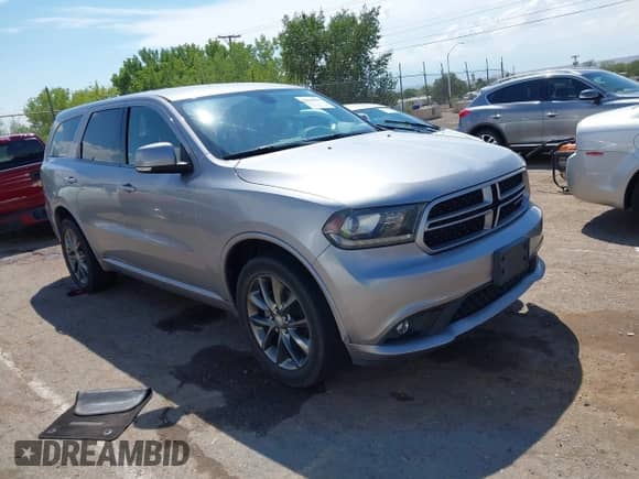 2017 Dodge Durango GT with VIN 1C4RDJDG6HC697824, listed as a IAAI auction lot 43044833 with 163,810 mi miles and . Bid and sale history available at DreamBid. Image 1.