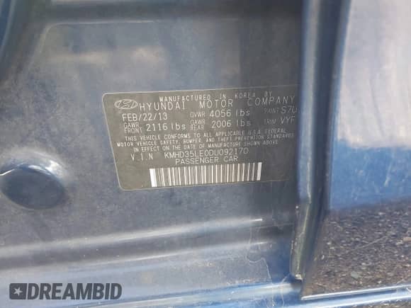 2013 Hyundai Elantra с VIN KMHD35LE0DU092170, выставлен на аукционе IAAI как лот 43425239 с пробегом 169 580 миль миль и . История ставок и продаж доступна на DreamBid. Изображение 9.