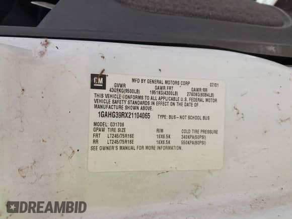 2002 Chevrolet Express с VIN 1GAHG39RX21104065, выставлен на аукционе IAAI как лот 42614855 с пробегом 200 952 миль миль и . История ставок и продаж доступна на DreamBid. Изображение 9.