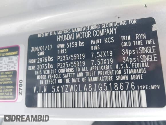 2018 Hyundai Santa Fe Ultimate с VIN 5XYZWDLA8JG518676, выставлен на аукционе IAAI как лот 41402511 с пробегом 107 551 миль миль и . История ставок и продаж доступна на DreamBid. Изображение 9.