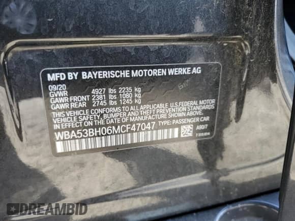 2021 BMW 5 Series 530i с VIN WBA53BH06MCF47047, выставлен на аукционе Copart как лот 70920935 с пробегом 104 172 миль миль и Списание • Salvage title. История ставок и продаж доступна на DreamBid. Изображение 12.