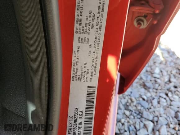 2022 Ram 1500 Big Horn z VIN 1C6RREBG6NN273563, wystawiony jako Copart lot #71868525 z przebiegiem 84 532 mil mil oraz Szkoda całkowita • Salvage title. Historia ofert i sprzedaży dostępna na DreamBid. Obrazek 12.