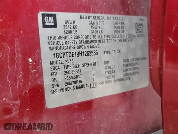 2017 Chevrolet Colorado 4WD Z71 z VIN 1GCPTDE19H1262586, wystawiony jako Copart lot #51621205 z przebiegiem 231 127 mil mil oraz Szkoda całkowita • Salvage title. Historia ofert i sprzedaży dostępna na DreamBid. Obrazek 13.
