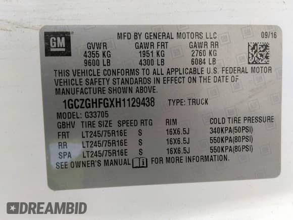 2017 Chevrolet Express Cargo с VIN 1GCZGHFGXH1129438, выставлен на аукционе IAAI как лот 33041331 с пробегом Не указан миль и . История ставок и продаж доступна на DreamBid. Изображение 9.