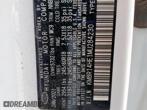 2021 Hyundai Palisade SE с VIN KM8R14HE1MU284230, выставлен на аукционе Copart как лот 63326855 с пробегом 49 151 миль миль и Списание • Salvage title. История ставок и продаж доступна на DreamBid. Изображение 13.