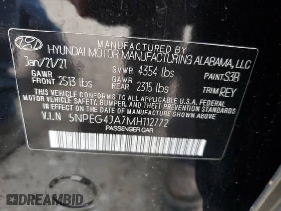 2021 Hyundai Sonata SE с VIN 5NPEG4JA7MH112772, выставлен на аукционе Copart как лот 46874924 с пробегом 40 864 миль миль и На запчасти • Non repairable. История ставок и продаж доступна на DreamBid. Изображение 13.