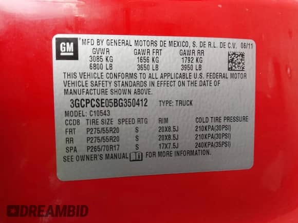 2011 Chevrolet Silverado 1500 LT with VIN 3GCPCSE05BG350412, listed as a IAAI auction lot 43350965 with 159,023 mi miles and . Bid and sale history available at DreamBid. Image 9.