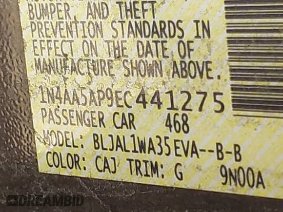 2014 Nissan Maxima SV z VIN 1N4AA5AP9EC441275, wystawiony jako IAAI lot #42586862 z przebiegiem Nie podano mil oraz . Historia ofert i sprzedaży dostępna na DreamBid. Obrazek 9.