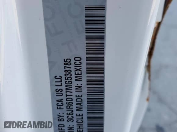 2021 Ram 1500 Tradesman с VIN 3C6JR6DT7MG538785, выставлен на аукционе Copart как лот 87669655 с пробегом 82 005 миль миль и Списание • Salvage title. История ставок и продаж доступна на DreamBid. Изображение 12.