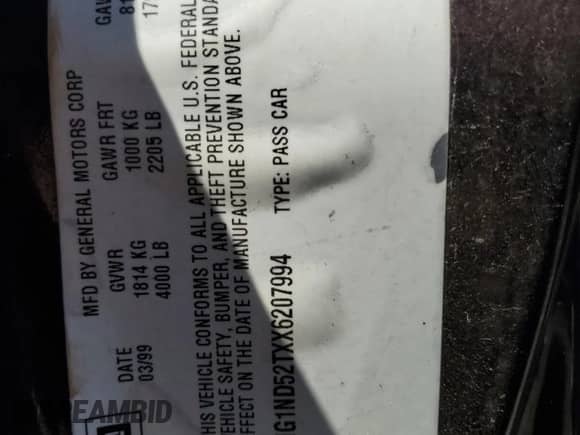 1999 Chevrolet Malibu с VIN 1G1ND52TXX6207994, выставлен на аукционе Copart как лот 81158764 с пробегом 69 332 миль миль и Списание • Salvage title. История ставок и продаж доступна на DreamBid. Изображение 12.