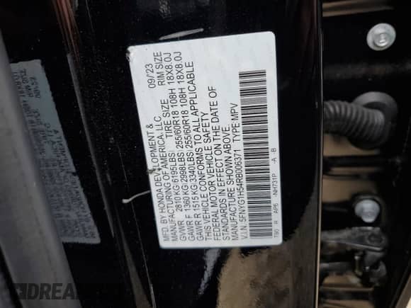 2024 Honda Pilot EX-L с VIN 5FNYG1H54RB006371, выставлен на аукционе Copart как лот 84606195 с пробегом 18 728 миль миль и Списание • Salvage title. История ставок и продаж доступна на DreamBid. Изображение 13.