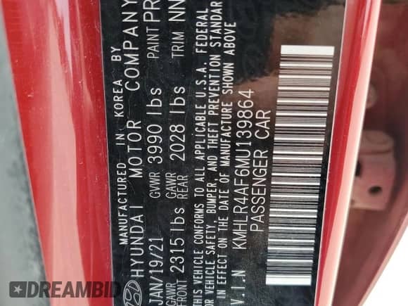 2021 Hyundai Elantra N Line z VIN KMHLR4AF6MU139864, wystawiony jako Copart lot #69388545 z przebiegiem 75 590 mil mil oraz Szkoda całkowita • Salvage title. Historia ofert i sprzedaży dostępna na DreamBid. Obrazek 12.