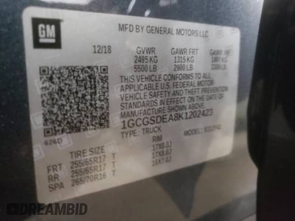 2019 Chevrolet Colorado 2WD Z71 with VIN 1GCGSDEA8K1202423, listed as a Copart auction lot 81507604 with 57,421 mi miles and Salvage title. Bid and sale history available at DreamBid. Image 13.