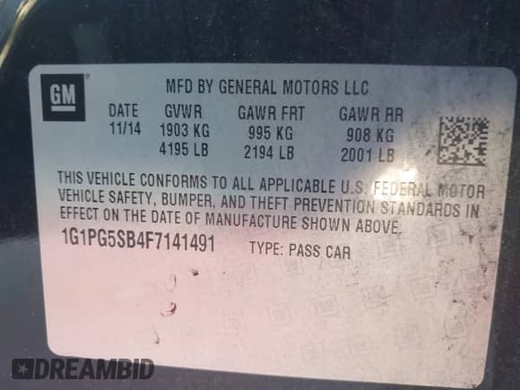 2015 Chevrolet Cruze LTZ z VIN 1G1PG5SB4F7141491, wystawiony jako IAAI lot #43593711 z przebiegiem 112 639 mil mil oraz . Historia ofert i sprzedaży dostępna na DreamBid. Obrazek 9.