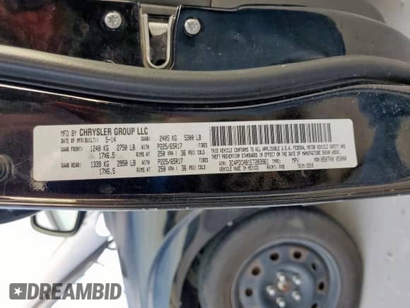 2014 Dodge Journey American Value with VIN 3C4PDCAB1ET283961, listed as a Copart auction lot 65348255 with 200,998 mi miles and Salvage title. Bid and sale history available at DreamBid. Image 13.