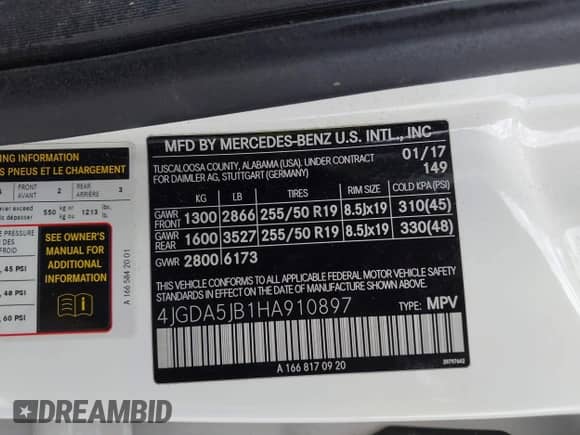 2017 Mercedes-Benz GLE 350 с VIN 4JGDA5JB1HA910897, выставлен на аукционе IAAI как лот 43212719 с пробегом 155 188 миль миль и . История ставок и продаж доступна на DreamBid. Изображение 9.