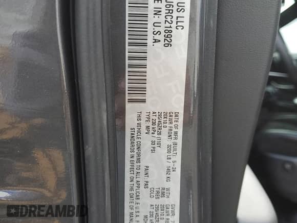 2024 Dodge Durango SRT 392 Premium z VIN 1C4SDJGJ6RC218926, wystawiony jako Copart lot #84635184 z przebiegiem Nie podano mil oraz Nie do naprawy • Non repairable. Historia ofert i sprzedaży dostępna na DreamBid. Obrazek 14.