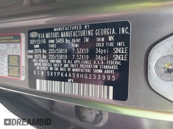 2017 Kia Sorento SXL с VIN 5XYPK4A59HG253995, выставлен на аукционе IAAI как лот 42367134 с пробегом 118 084 миль миль и . История ставок и продаж доступна на DreamBid. Изображение 9.