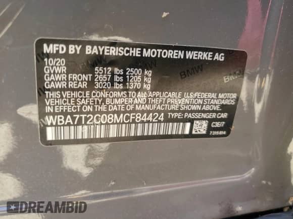 2021 BMW 7 Series 740i z VIN WBA7T2C08MCF84424, wystawiony jako Copart lot #65577255 z przebiegiem 38 070 mil mil oraz Szkoda całkowita • Salvage title. Historia ofert i sprzedaży dostępna na DreamBid. Obrazek 12.