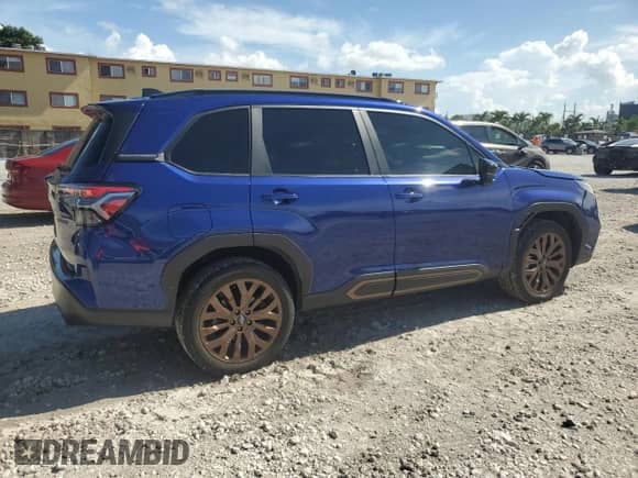 2025 Subaru Forester with VIN JF2SLDFC1SH400891, listed as a Copart auction lot 64219465 with 11,621 mi miles and Salvage title. Bid and sale history available at DreamBid. Image 3.
