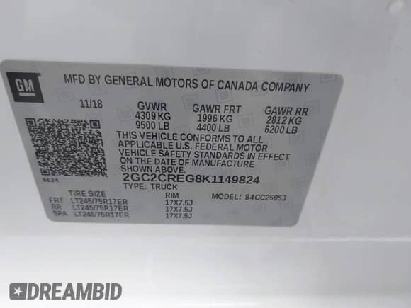 2019 Chevrolet Silverado 2500HD Work Truck z VIN 2GC2CREG8K1149824, wystawiony jako IAAI lot #41895440 z przebiegiem 241 366 mil mil oraz . Historia ofert i sprzedaży dostępna na DreamBid. Obrazek 9.