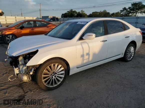 2014 Hyundai Equus Ultimate with VIN KMHGH4JHXEU090109, listed as a Copart auction lot 72704744 with 148,493 mi miles and Salvage title. Bid and sale history available at DreamBid. Image 1.
