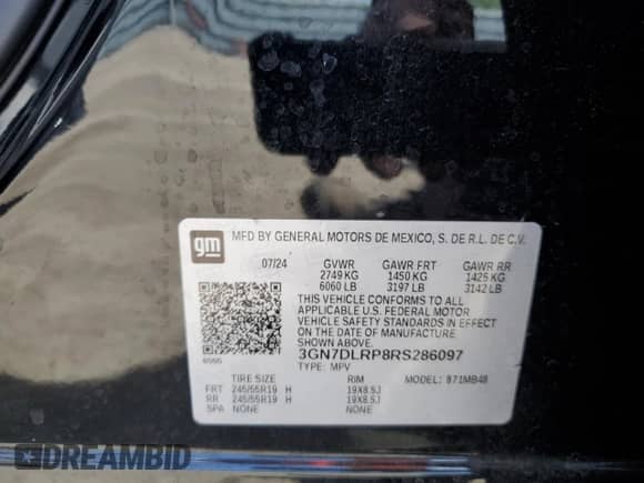 2024 Chevrolet Equinox EV LT с VIN 3GN7DLRP8RS286097, выставлен на аукционе Copart как лот 60652625 с пробегом 12 998 миль миль и На запчасти • Non repairable. История ставок и продаж доступна на DreamBid. Изображение 13.