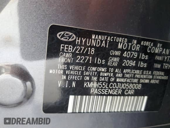 2018 Hyundai Elantra Sport с VIN KMHH55LC0JU058008, выставлен на аукционе Copart как лот 68790055 с пробегом 75 941 миль миль и Чистый • Clean title. История ставок и продаж доступна на DreamBid. Изображение 12.