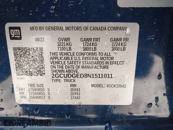 2022 Chevrolet Silverado 1500 LTZ z VIN 2GCUDGED8N1511011, wystawiony jako IAAI lot #41378959 z przebiegiem 30 665 mil mil oraz . Historia ofert i sprzedaży dostępna na DreamBid. Obrazek 9.