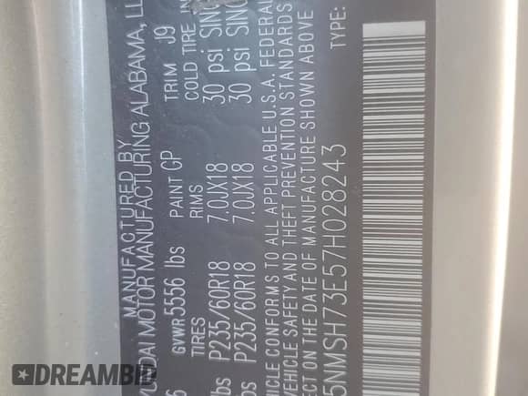 2007 Hyundai Santa Fe SE with VIN 5NMSH73E57H028243, listed as a Copart auction lot 89874905 with 160,597 mi miles and Clean title. Bid and sale history available at DreamBid. Image 14.