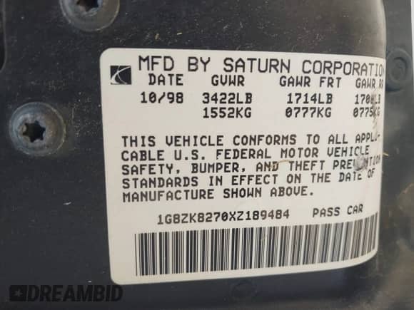 1999 Saturn SW с VIN 1G8ZK8270XZ189484, выставлен на аукционе IAAI как лот 42265580 с пробегом 142 257 миль миль и . История ставок и продаж доступна на DreamBid. Изображение 9.