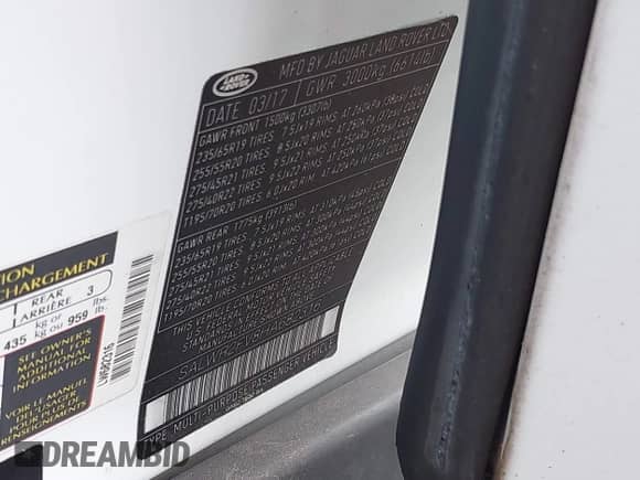 2017 Land Rover Range Rover Sport HSE z VIN SALWR2FV8HA682316, wystawiony jako IAAI lot #43307672 z przebiegiem 94 512 mil mil oraz . Historia ofert i sprzedaży dostępna na DreamBid. Obrazek 9.