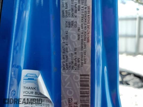 2021 Jeep Wrangler Unlimited Sport Altitude с VIN 1C4HJXDN0MW701722, выставлен на аукционе Copart как лот 68645155 с пробегом 126 229 миль миль и Списание • Salvage title. История ставок и продаж доступна на DreamBid. Изображение 14.