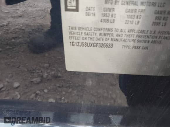 2016 Chevrolet Malibu Hybrid с VIN 1G1ZJ5SUXGF326633, выставлен на аукционе IAAI как лот 43033848 с пробегом 162 407 миль миль и . История ставок и продаж доступна на DreamBid. Изображение 9.