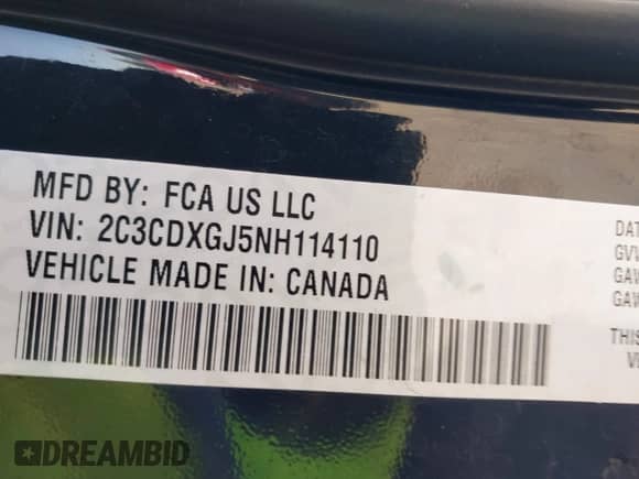 2022 Dodge Charger Scat Pack with VIN 2C3CDXGJ5NH114110, listed as a IAAI auction lot 42704245 with 85,128 mi miles and . Bid and sale history available at DreamBid. Image 9.