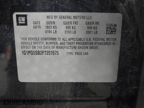 2015 Chevrolet Cruze LTZ с VIN 1G1PG5SB2F7257675, выставлен на аукционе IAAI как лот 42706029 с пробегом 123 138 миль миль и . История ставок и продаж доступна на DreamBid. Изображение 9.