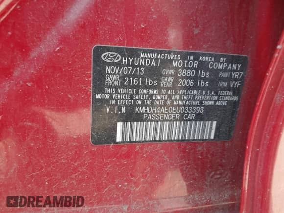 2014 Hyundai Elantra SE с VIN KMHDH4AE0EU033393, выставлен на аукционе IAAI как лот 42749587 с пробегом 137 365 миль миль и . История ставок и продаж доступна на DreamBid. Изображение 9.