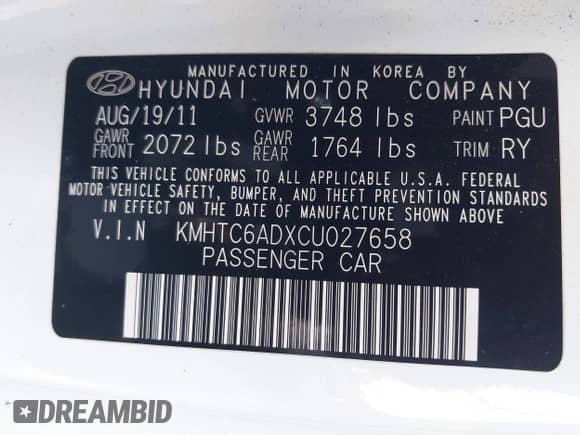 2012 Hyundai Veloster w/Gray Int z VIN KMHTC6ADXCU027658, wystawiony jako IAAI lot #41517929 z przebiegiem 142 884 mil mil oraz . Historia ofert i sprzedaży dostępna na DreamBid. Obrazek 9.