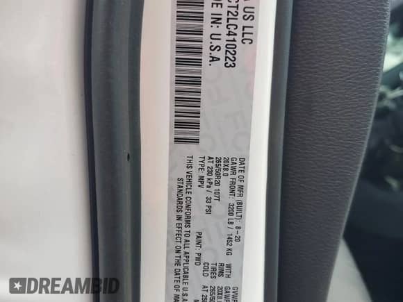 2020 Dodge Durango R/T with VIN 1C4SDHCT2LC410223, listed as a Copart auction lot 65878705 with 23,530 mi miles and Salvage title. Bid and sale history available at DreamBid. Image 14.