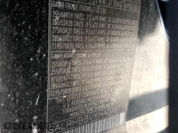 2017 Land Rover Discovery HSE Luxury with VIN SALRHBBVXHA046115, listed as a Copart auction lot 67047005 with 91,579 mi miles and Salvage title. Bid and sale history available at DreamBid. Image 14.