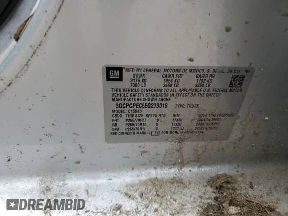 2014 Chevrolet Silverado 1500 Work Truck z VIN 3GCPCPEC5EG273018, wystawiony jako Copart lot #61221205 z przebiegiem 138 293 mil mil oraz Szkoda całkowita • Salvage title. Historia ofert i sprzedaży dostępna na DreamBid. Obrazek 12.