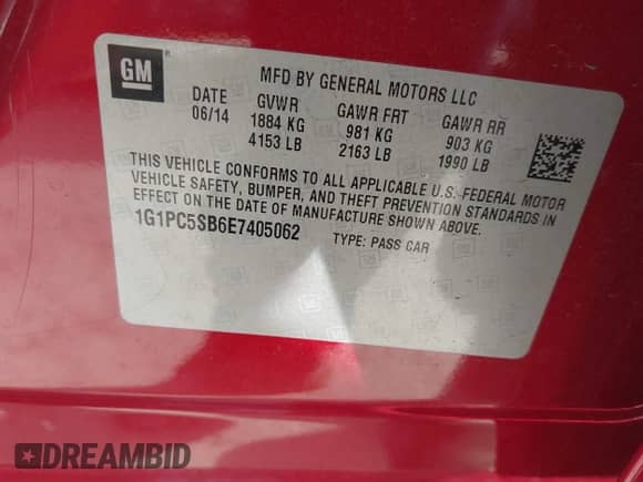 2014 Chevrolet Cruze 1LT с VIN 1G1PC5SB6E7405062, выставлен на аукционе IAAI как лот 41896611 с пробегом 123 454 миль миль и . История ставок и продаж доступна на DreamBid. Изображение 9.