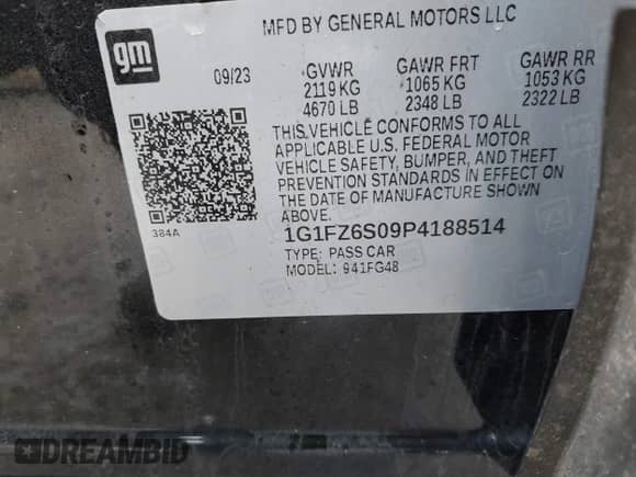 2023 Chevrolet Bolt EUV Premier with VIN 1G1FZ6S09P4188514, listed as a IAAI auction lot 41801659 with 25,688 mi miles and . Bid and sale history available at DreamBid. Image 9.