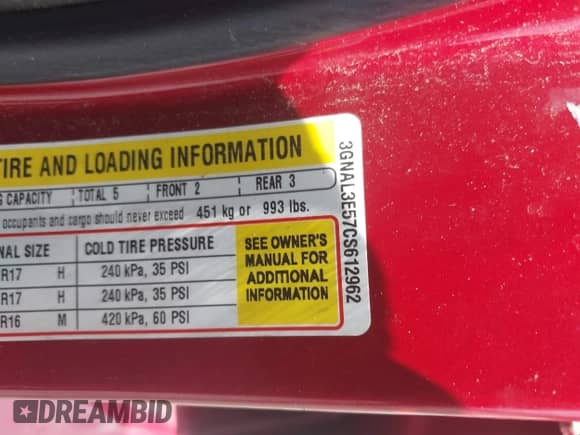 2012 Chevrolet Captiva Sport LT с VIN 3GNAL3E57CS612962, выставлен на аукционе IAAI как лот 42442128 с пробегом 245 432 миль миль и . История ставок и продаж доступна на DreamBid. Изображение 9.