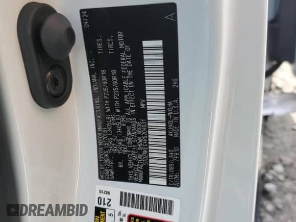 2024 Toyota Sienna Limited с VIN 5TDZRKEC4RS204631, выставлен на аукционе Copart как лот 88879235 с пробегом 5 734 миль миль и Списание • Salvage title. История ставок и продаж доступна на DreamBid. Изображение 12.