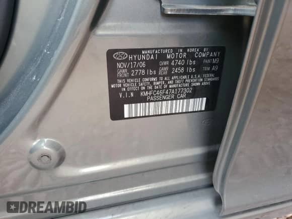 2007 Hyundai Azera SE с VIN KMHFC46F47A177302, выставлен на аукционе Copart как лот 78847744 с пробегом 37 661 миль миль и Списание • Salvage title. История ставок и продаж доступна на DreamBid. Изображение 14.