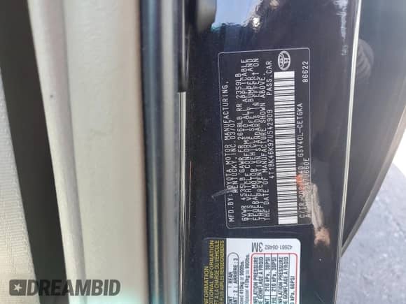 2007 Toyota Camry XLE with VIN 4T1BK46K97U542909, listed as a Copart auction lot 82245205 with 177,661 mi miles and Salvage title. Bid and sale history available at DreamBid. Image 12.