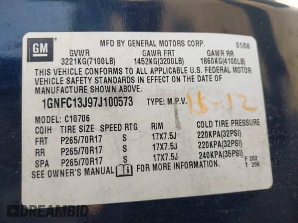 2007 Chevrolet Tahoe LT с VIN 1GNFC13J97J100573, выставлен на аукционе IAAI как лот 42450311 с пробегом 234 099 миль миль и . История ставок и продаж доступна на DreamBid. Изображение 9.