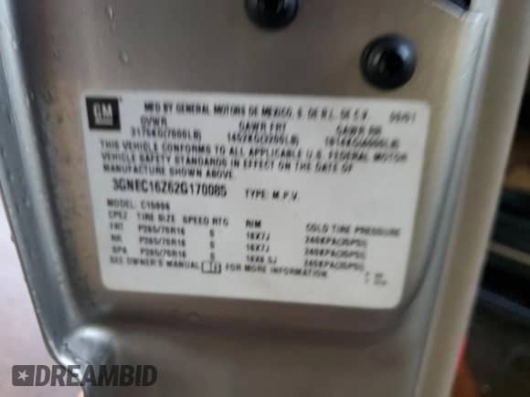 2002 Chevrolet Suburban LS с VIN 3GNEC16Z62G170085, выставлен на аукционе Copart как лот 80313284 с пробегом 458 005 миль миль и Списание • Salvage title. История ставок и продаж доступна на DreamBid. Изображение 13.