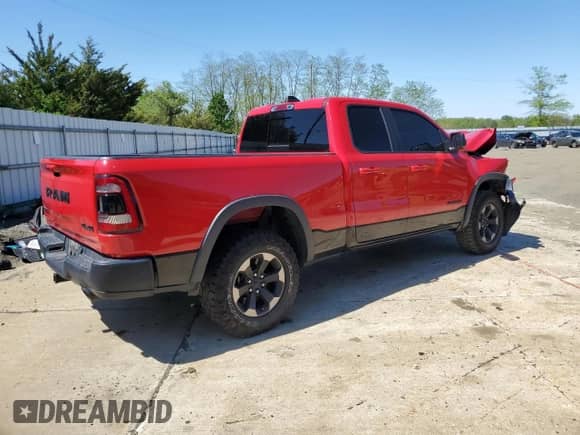 2019 Ram 1500 Rebel z VIN 1C6SRFET2KN861214, wystawiony jako Copart lot #54724445 z przebiegiem 102 610 mil mil oraz Szkoda całkowita • Salvage title. Historia ofert i sprzedaży dostępna na DreamBid. Obrazek 3.